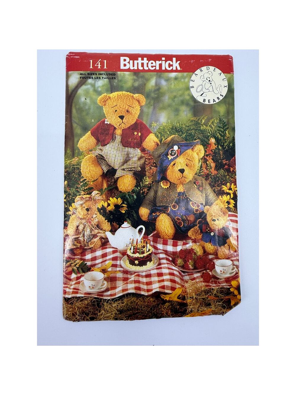 Butterick 141 Teddy Bear Family Sewing Pattern Faux Bears UNCUT
